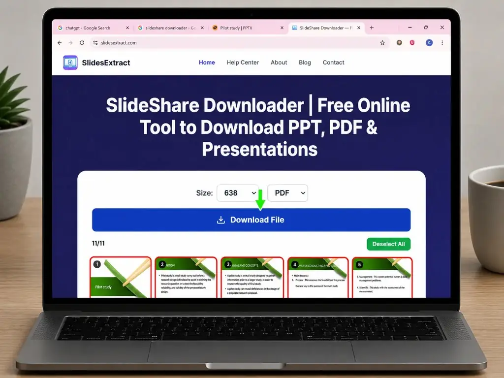 Click Download File in SlideShare downloader desktop tool